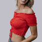 MK662 Front Tie Off Should Crop Top Red