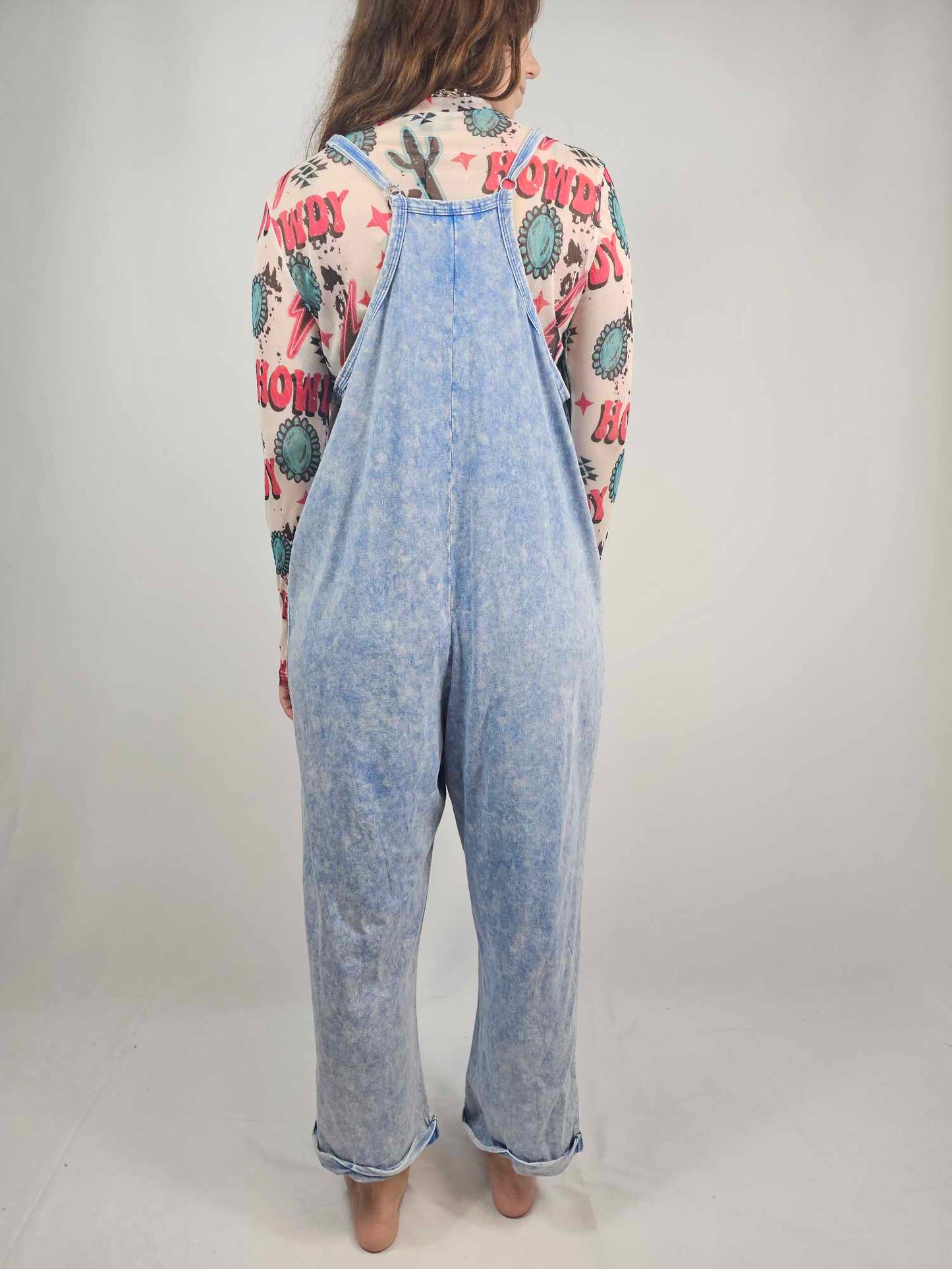 MK470 Acid Washed Jumpsuit - Blue