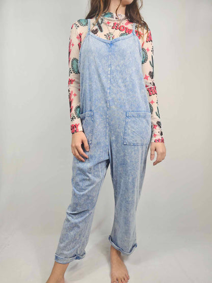 MK470 Acid Washed Jumpsuit - Blue