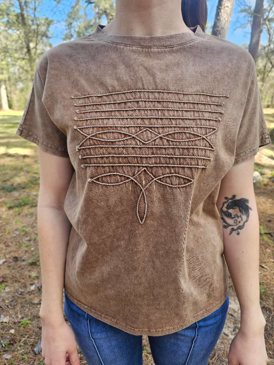 MK667 Boot Stitch Rope Embroidered Shirt
