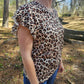 MK669 Leopard Print Ruffled Sleeve Blouse