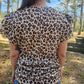 MK669 Leopard Print Ruffled Sleeve Blouse
