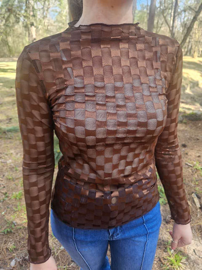 TZ72 Brown Checkered Mesh Top