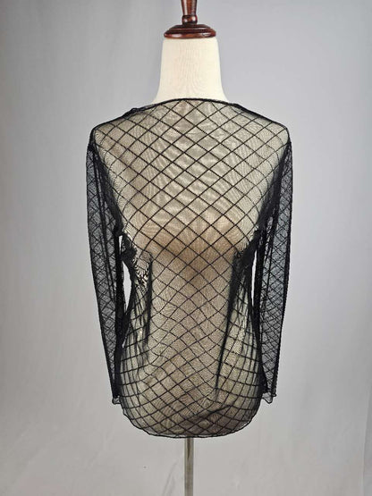 TZ73 Black Mesh Top