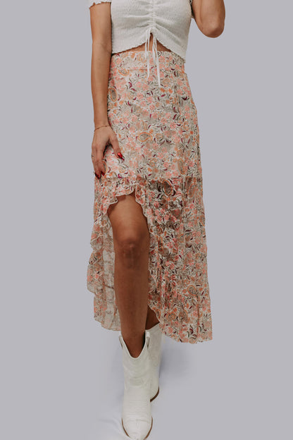 MK636 Floral Paisley Maxi Skort