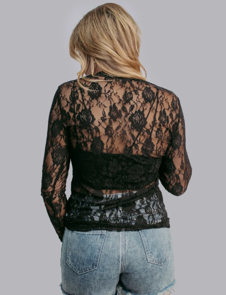 MK570 Roses Lace Top - Black