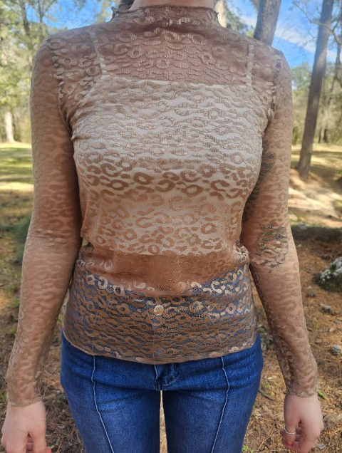 TZ74 Leopard Mesh Top