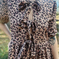 MK658 Leopard Front Bow Tie Dress