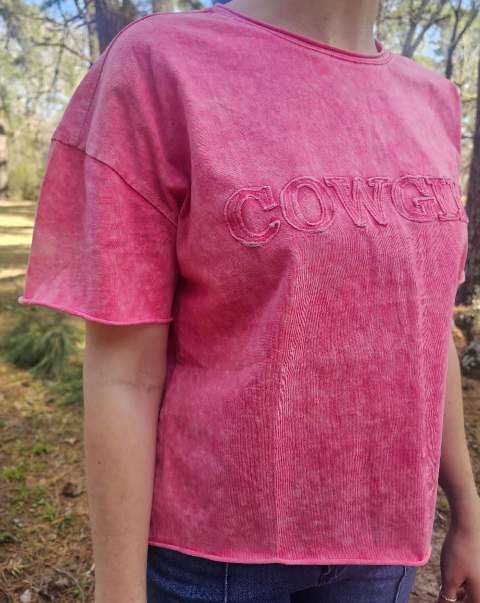 MK490 Cowgirl Acid Washed SL Tee