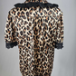 MK700 Leopard Lace Puff Sleeve Blouse