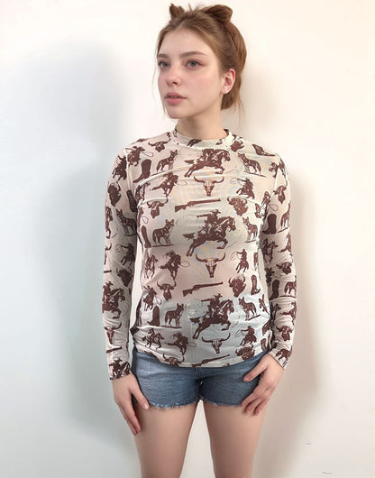 TZ104 Buffalo Dreams Mesh Top