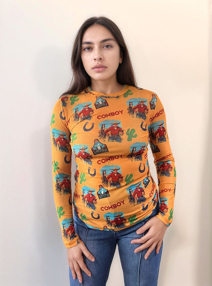 MK714 Vintage Cowboy Mesh Top