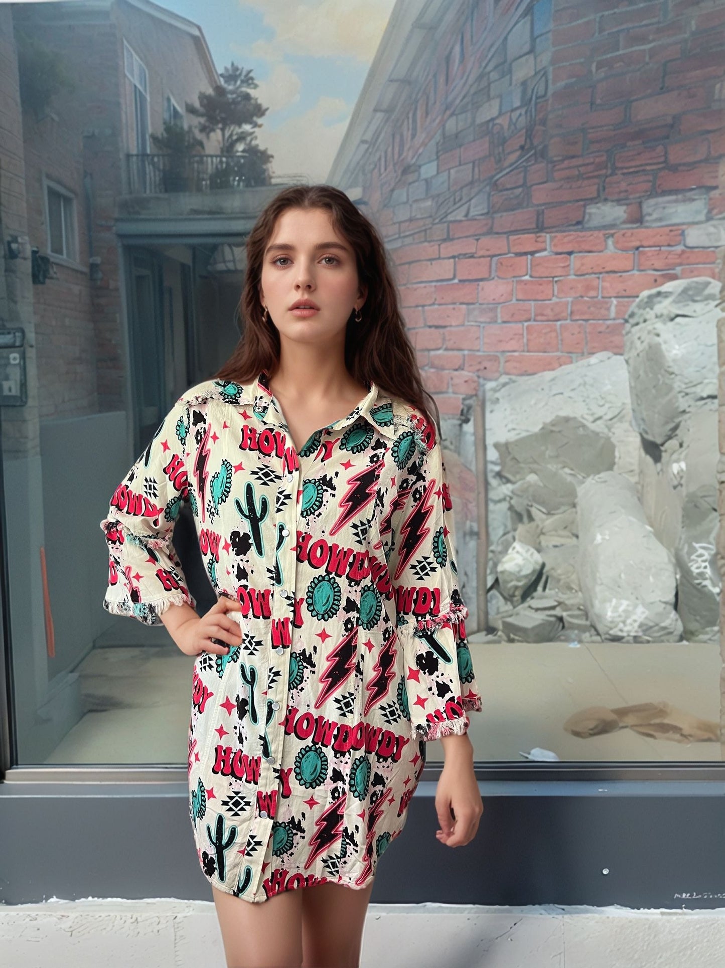 TZ92 Howdy Button Down Tunic