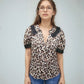 MK700 Leopard Lace Puff Sleeve Blouse