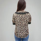 MK700 Leopard Lace Puff Sleeve Blouse