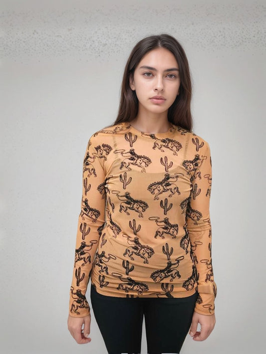 MK397B Velvet Mesh Top