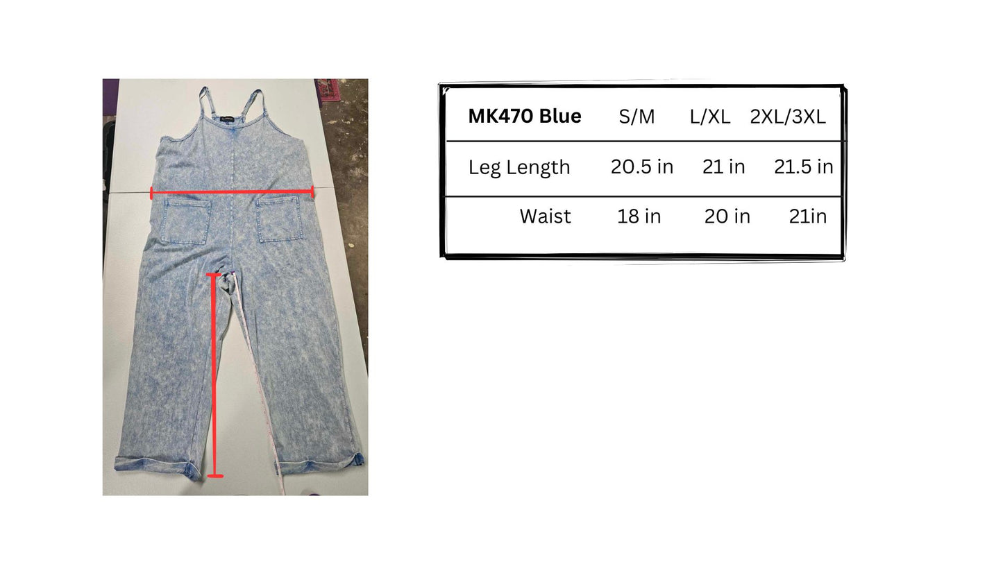 MK470 Acid Washed Jumpsuit - Blue
