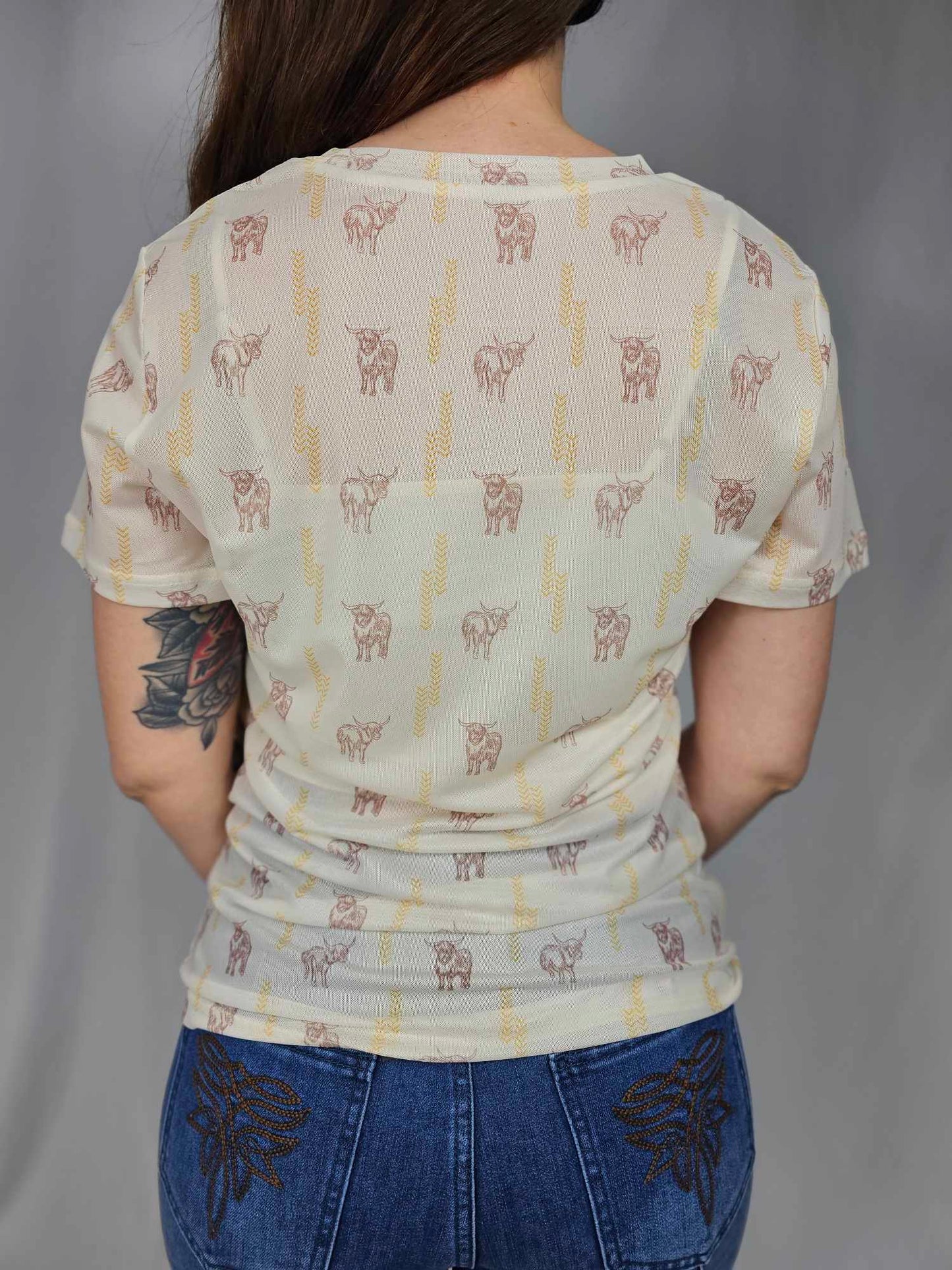 MK655 Cow SL Mesh Top
