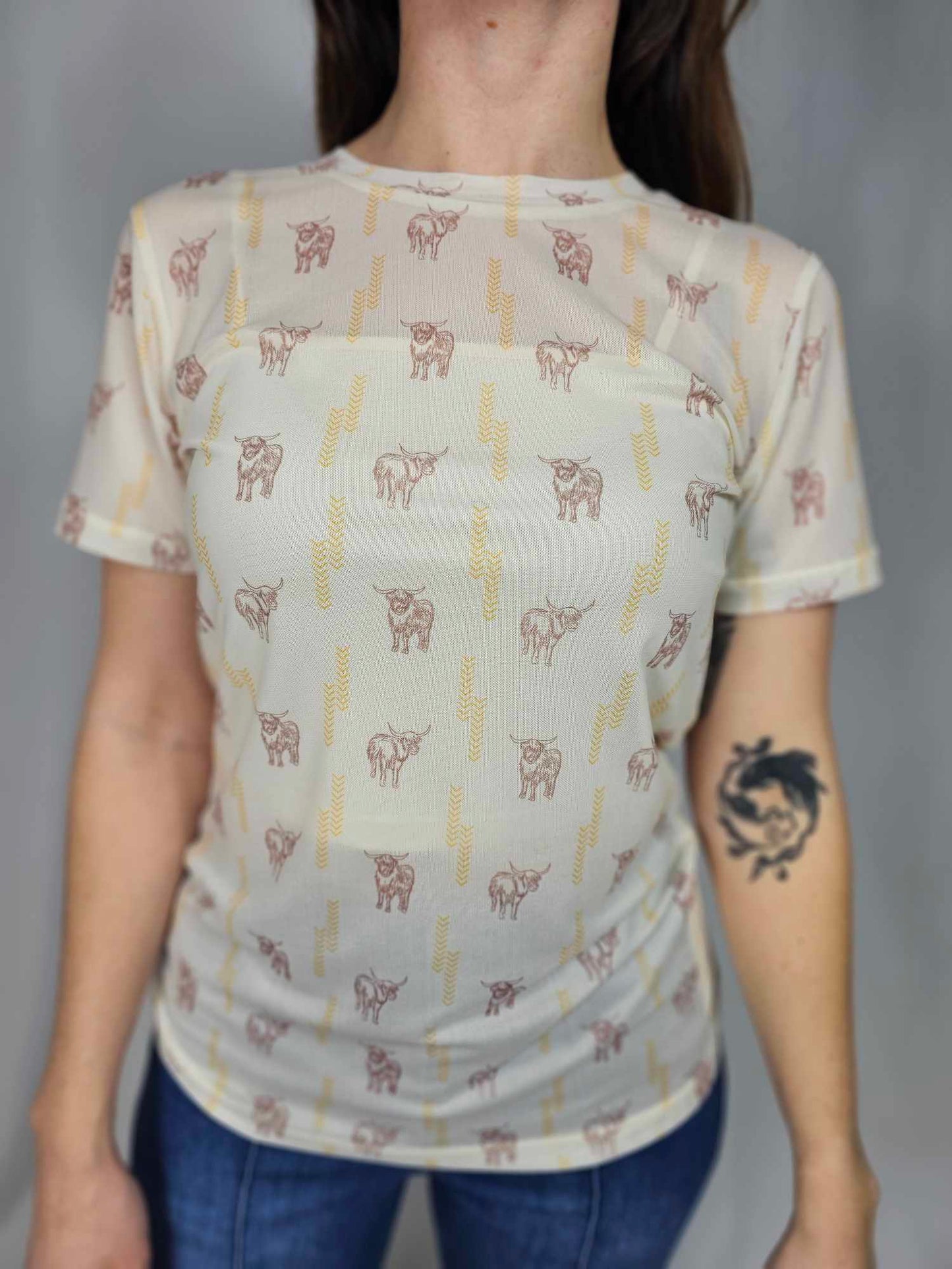 MK655 Cow SL Mesh Top